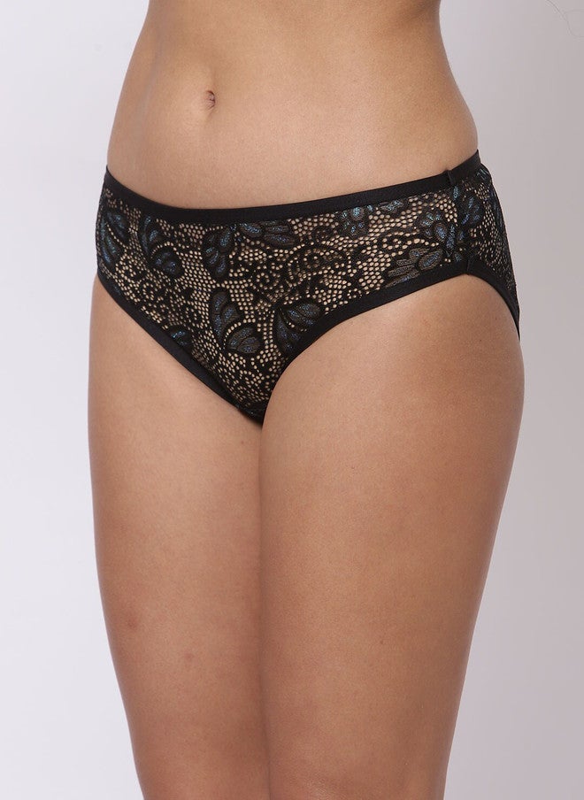 CUKOO Self Design Black Lace Bikini Briefs - Image 2